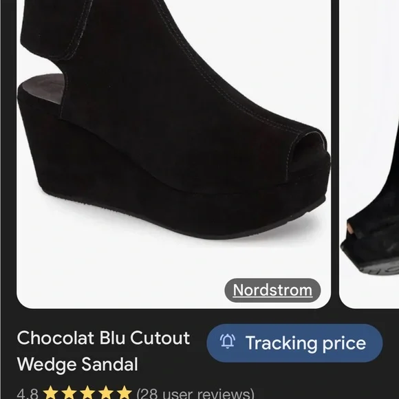 Chocolat Blu Black Wedge Shoes with Open Back - Picture 6 of 8